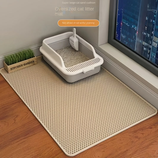 Large Cat Litter Mat - Double Layer Waterproof, Non-Slip, Washable Pet Litter Box Pad